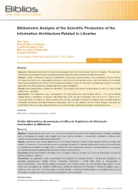 Bibliometric Analysis of the Scientific Production of the Information Architecture Related to Libraries