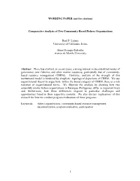 Comparative Analysis of Two Community-Based Fishers Organizations