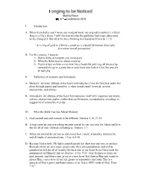 I. Introduction A. When Kent Keller and I Wrote Our Modesty Book, We