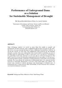 Performance of Underground Dams As a Solution for Sustainable Management of Drought
