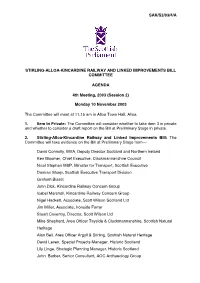SAK/S2/03/4/A STIRLING-ALLOA-KINCARDINE RAILWAY and LINKED IMPROVEMENTS BILL COMMITTEE AGENDA 4Th Meeting, 2003 (Session 2) Mond