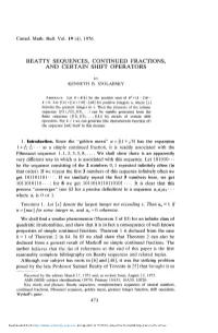 Beatty Sequences, Continued Fractions, and Certain Shift Operators