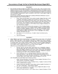 Descendants of Hugh 3Rd Earl of Norfolk Macanluain Bigod MCS