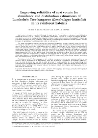 Improving Reliability of Scat Counts for Abundance and Distribution Estimations of Lumholtz’S Tree-Kangaroo (Dendrolagus Lumholtzi) in Its Rainforest Habitats