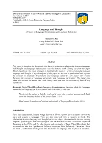 Language and Thought (A Study of Language Determinism and Language Relativity)