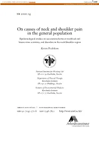 On Causes of Neck and Shoulder Pain in the General Population