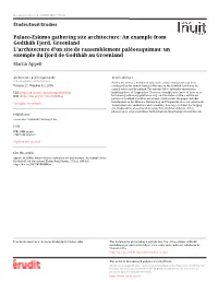 Palaeo-Eskimo Gathering Site Architecture: an Example From