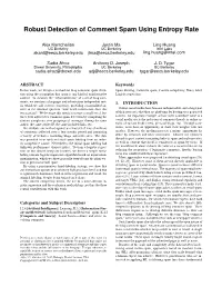 Robust Detection of Comment Spam Using Entropy Rate