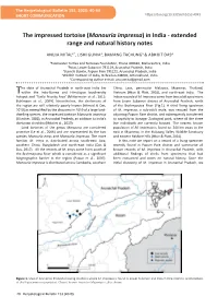 The Impressed Tortoise (Manouria Impressa) in India - Extended Range and Natural History Notes