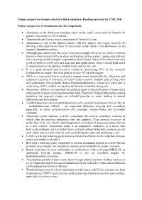 Unique Properties of Aluminium and Its Compounds