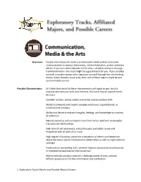 1 Exploratory Tracks Details and Possible Majors/Careers Overview
