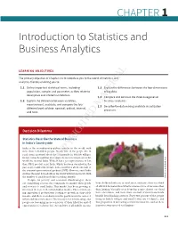 Chapter 1 Introduction to Statistics and Business Analytics