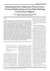 Identifying Distinct Subgroups of Green Voters: a Latent Profile Analysis of Crux Values Relating to Green Party Support
