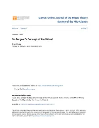 On Bergson's Concept of the Virtual