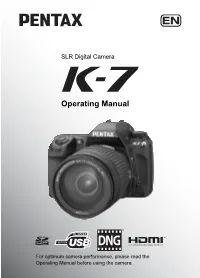 Operating Manual for Optimum Camera Performance, Please Read the Operating Manual Before Using the Camera
