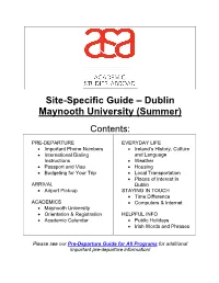 Site-Specific Guide – Dublin Maynooth University (Summer)