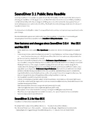 Sounddiver 3.1 Public Beta Readme Currently Sounddiver 3.1 Is Available As a Public Beta for Mac OS 9 and Mac OS X