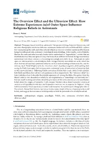The Overview Effect and the Ultraview Effect: How Extreme Experiences In/Of Outer Space Influence Religious Beliefs in Astronaut