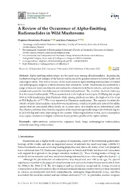 A Review of the Occurrence of Alpha-Emitting Radionuclides in Wild Mushrooms