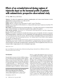 Effects of an Extended-Interval Dosing Regimen of Triptorelin Depot on the Hormonal Profile of Patients with Endometriosis: Prospective Observational Study