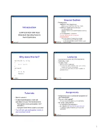 Introduction Course Outline Why Does This Fail? Lectures Tutorials