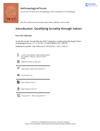 Introduction: Qualifying Sociality Through Values