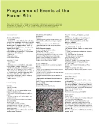 Programme of Events at the Forum Site