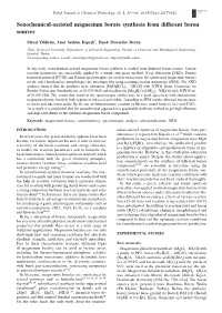 Sonochemical-Assisted Magnesium Borate Synthesis from Different Boron Sources