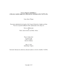 Stories of Experts and Influence: a Discourse Analytic Approach to Bureaucratic Autonomy in the Cold War Era