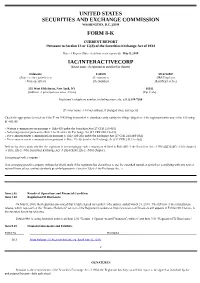 United States Securities and Exchange Commission Form 8-K Iac/Interactivecorp