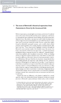 1 the Roots of Birtwistle's Theatrical Expression