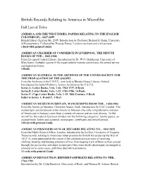 British Records Relating to America in Microfilm