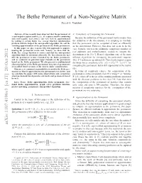 The Bethe Permanent of a Non-Negative Matrix