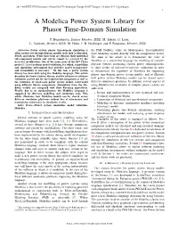A Modelica Power System Library for Phasor Time-Domain Simulation