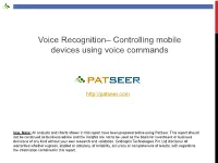 Controlling Mobile Devices Using Voice Commands