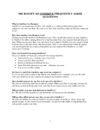 Microsoft 365 Onedrive Frequently Asked Questions