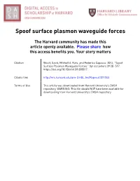 Spoof Surface Plasmon Waveguide Forces