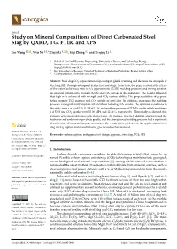 Study on Mineral Compositions of Direct Carbonated Steel Slag by QXRD, TG, FTIR, and XPS