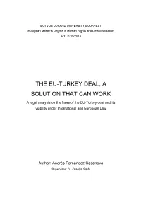 The Eu-Turkey Deal, a Solution That Can Work