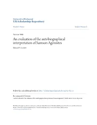 An Evaluation of the Autobiographical Interpretation of Samson Agonistes Edward P