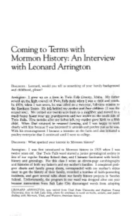 An Interview with Leonard Arrington