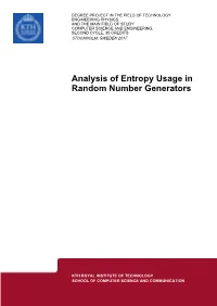 Analysis of Entropy Usage in Random Number Generators