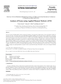 Analysis of Frame Using Applied Element Method (AEM)