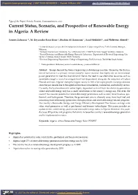 Current Status, Scenario, and Prospective of Renewable Energy in Algeria: a Review