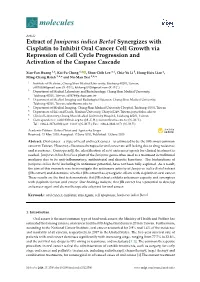 Extract of Juniperus Indica Bertol Synergizes with Cisplatin to Inhibit