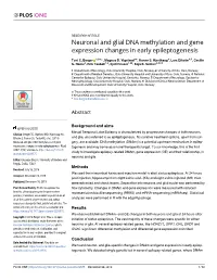 Neuronal and Glial DNA Methylation and Gene Expression Changes in Early Epileptogenesis