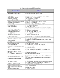 Unclaimed Account Information