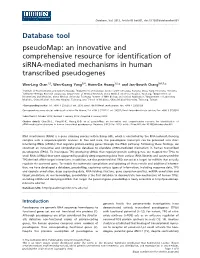 Database Tool Pseudomap: an Innovative and Comprehensive Resource for Identification of Sirna-Mediated Mechanisms in Human Transcribed Pseudogenes