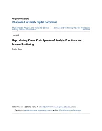Reproducing Kernel Krein Spaces of Analytic Functions and Inverse Scattering