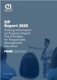 SIP Report 2020 Sharing Information on Progress Report the Principles for Responsible Management Education